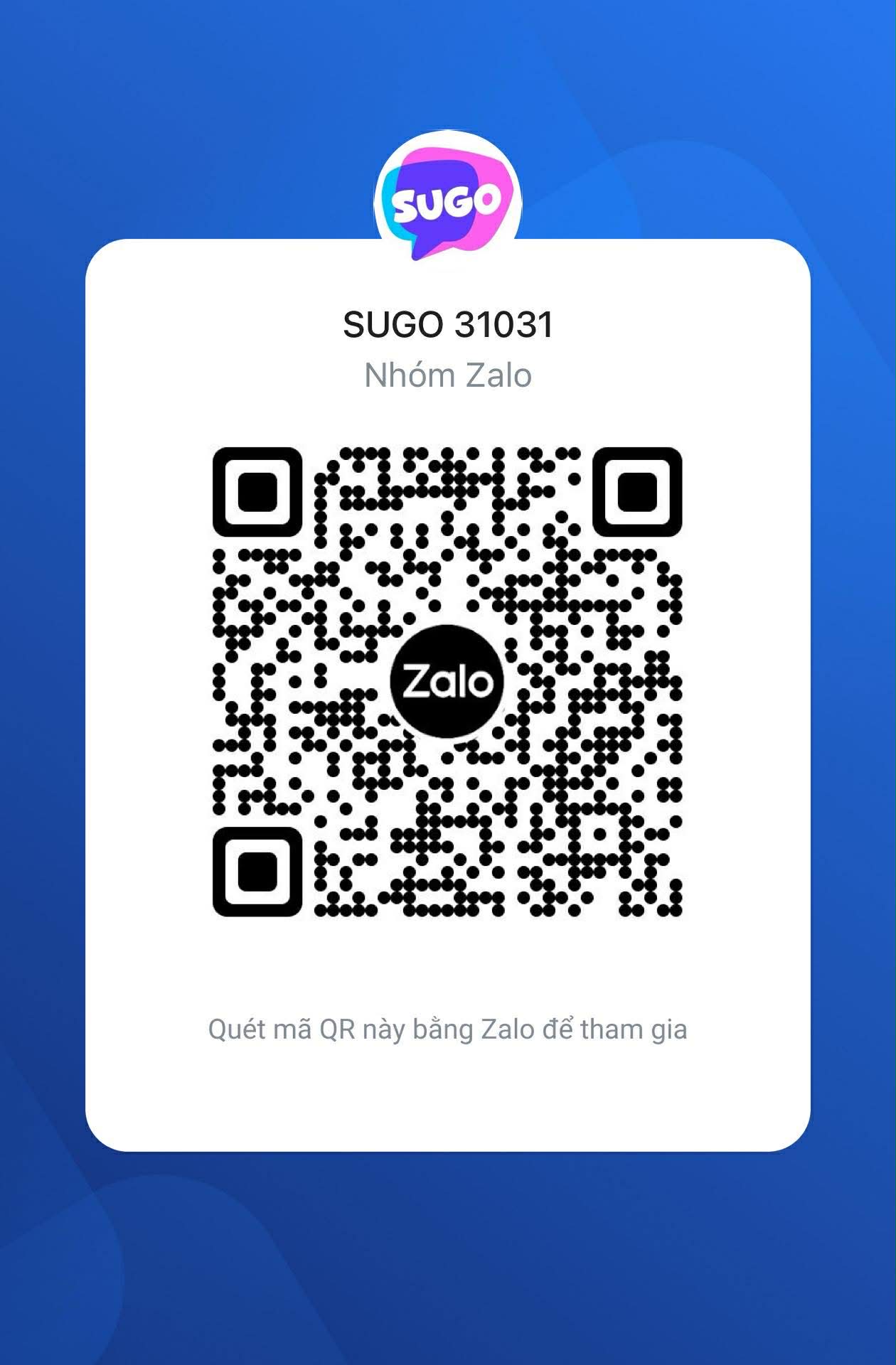 QR Code tham gia nhóm Zalo SUGO 31031